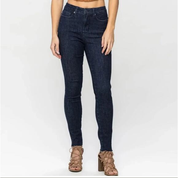 Judy Blue High Waist Tummy Control Raw Hem Skinny Denim Jeans #88703 Size 11/30 - Picture 2 of 11